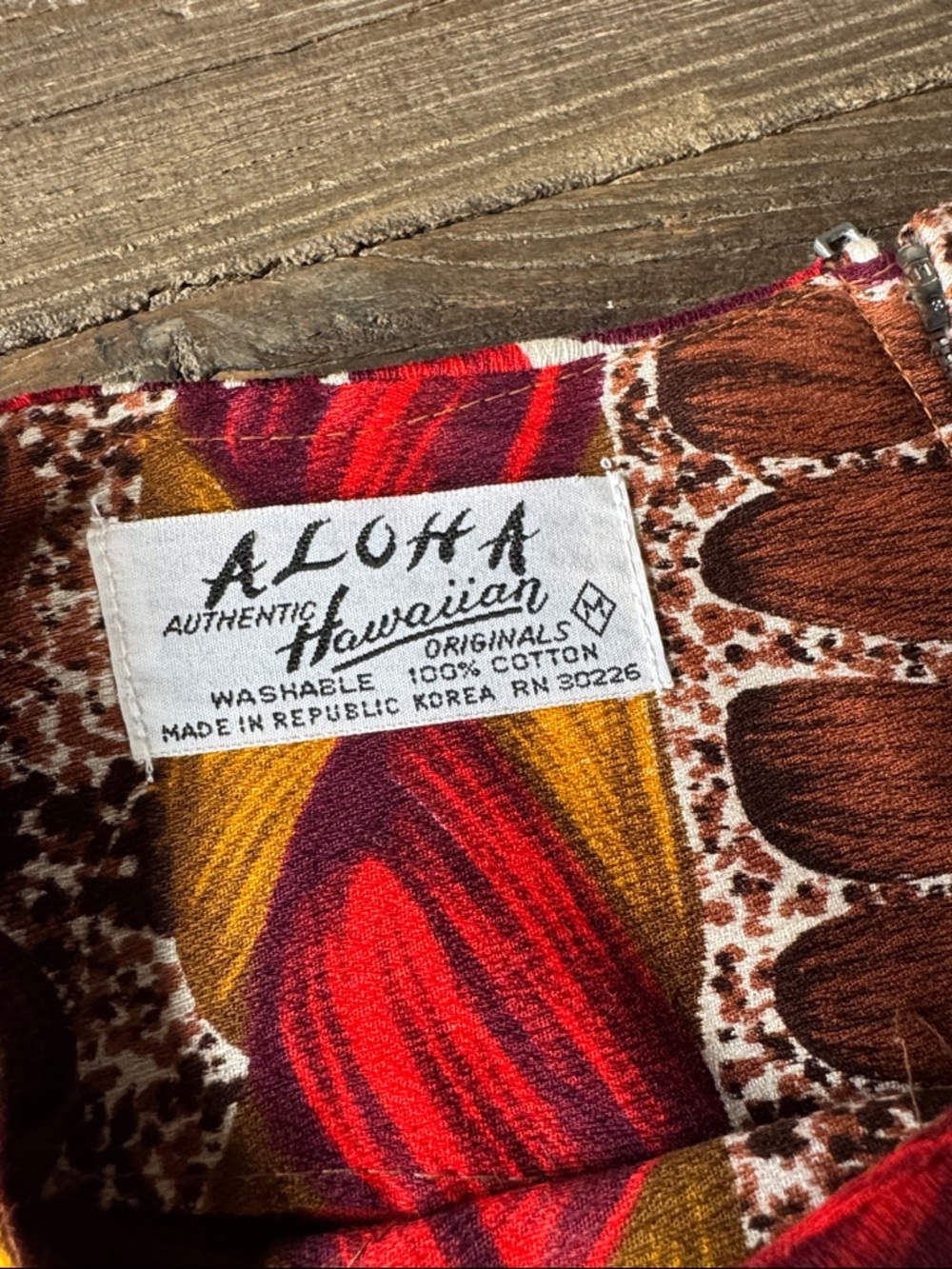 Aloha Designs 1950’s/60’s vintage Hawaiian midi dress barkcloth metal zip small - Picture 6 of 8